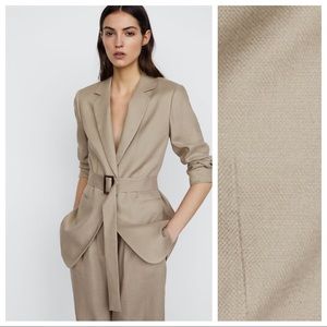 NWOT. Massimo Dutti Casual Style Plain Co-ord Jackets/Blazer with Belt. Size 2.